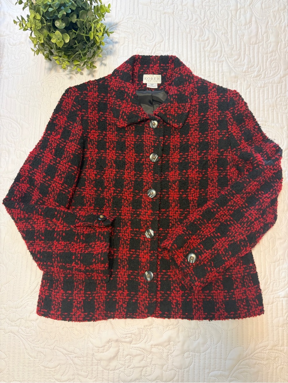 Koret Red & Black Plaid Tweed Blazer